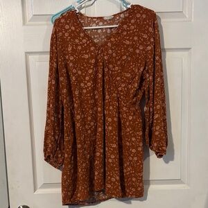 a.n.a Rust Floral Blouse